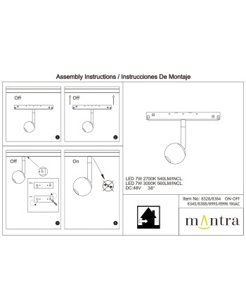 MAGNETO* FOCO BOLA 7W NEGRO/ ORO 2700K TRIAC